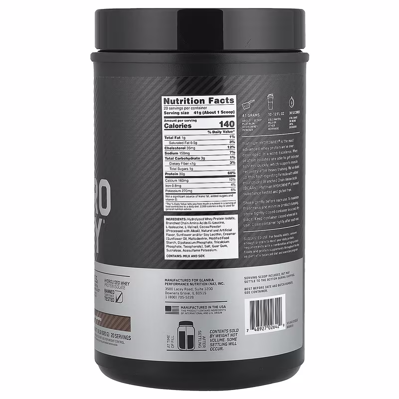 Optimum Nutrition Platinum HydroWhey Turbo Chocolate 1.75lb (795g) for Rapid Muscle Recovery, Lean Muscle Growth & Strength