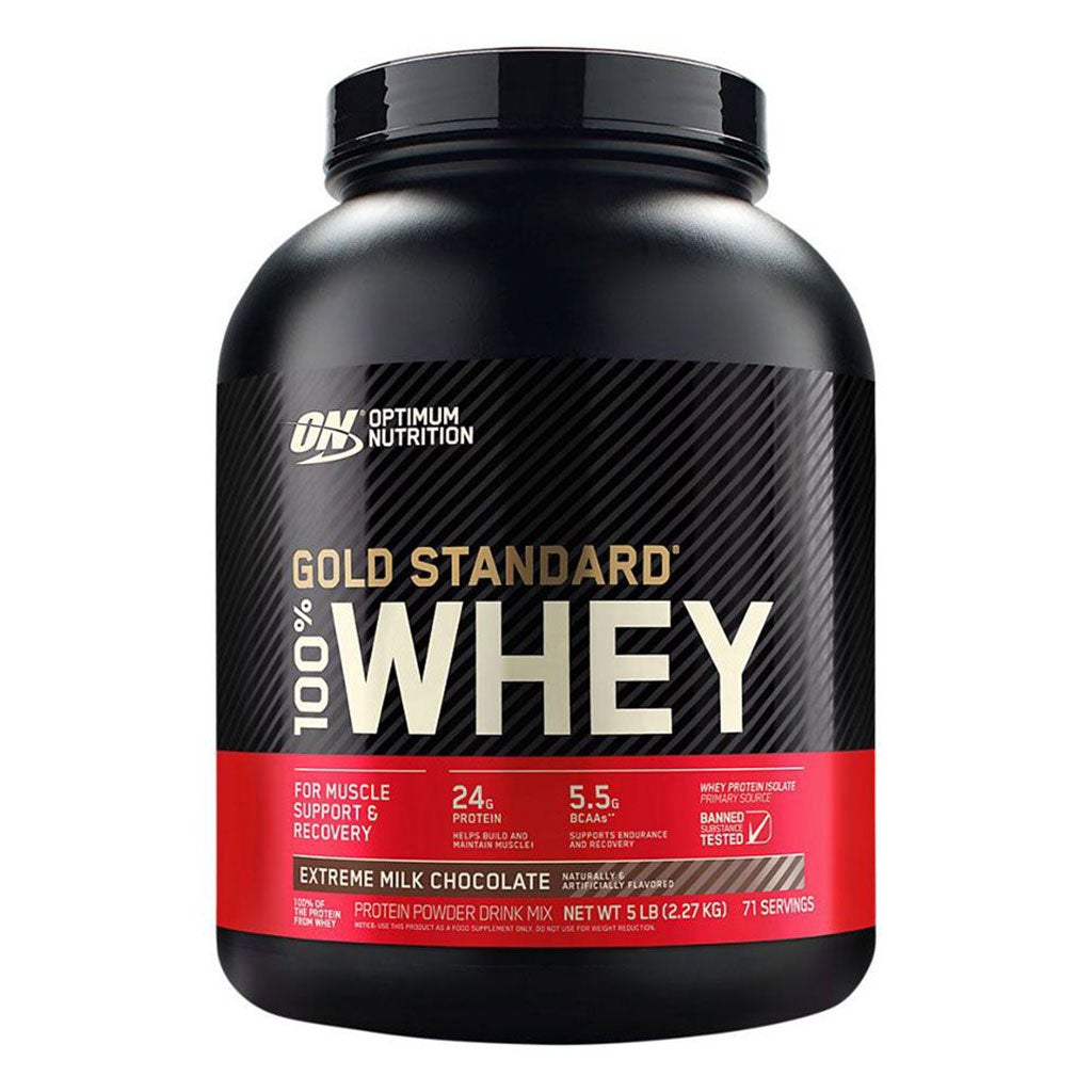 Optimum Nutrition Gold Standard 100% Whey Extreme Milk Chocolate 5lb (2.27kg), 73 Servings With 24g Protein, 5.5g Naturally Occurring Bcaas & 4g Glutamine