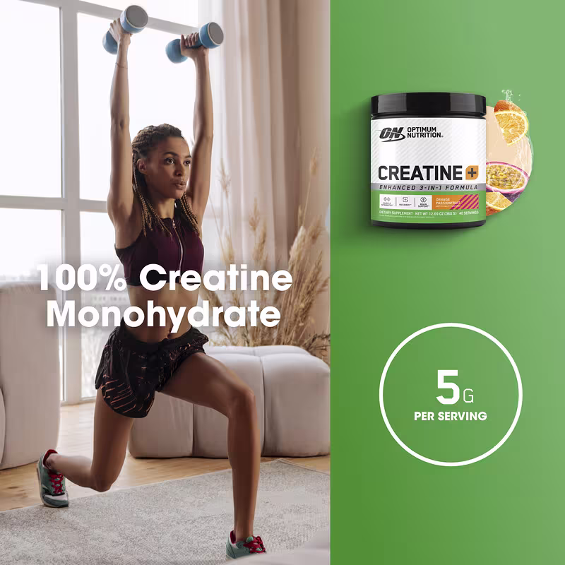 Optimum Nutrition Micronized Creatine Powder Orange Passionfruit 0.79lb (360g) With Creatine Monohydrate For Strength, Power & Muscle Performance
