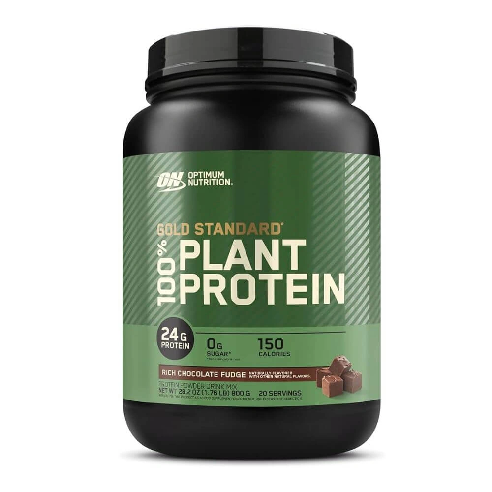 Optimum Nutrition Gold Standard 100% Plant Protein Rich Chocolate Fudge 1.76lb – 24g Vegan Protein + 9 Eaas
