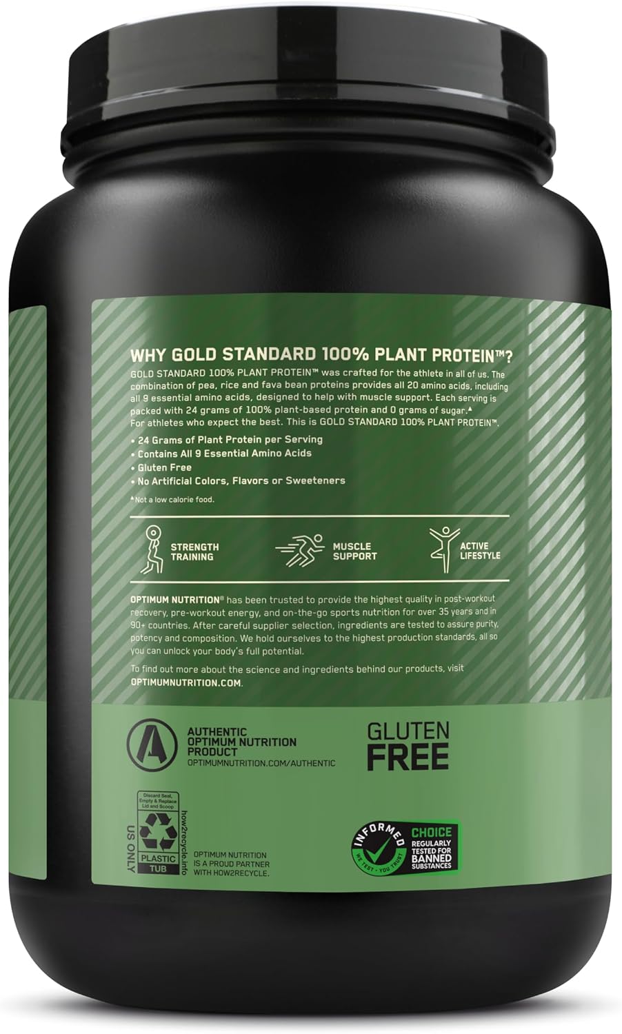 Optimum Nutrition Gold Standard 100% Plant Protein Rich Chocolate Fudge 1.76lb – 24g Vegan Protein + 9 Eaas