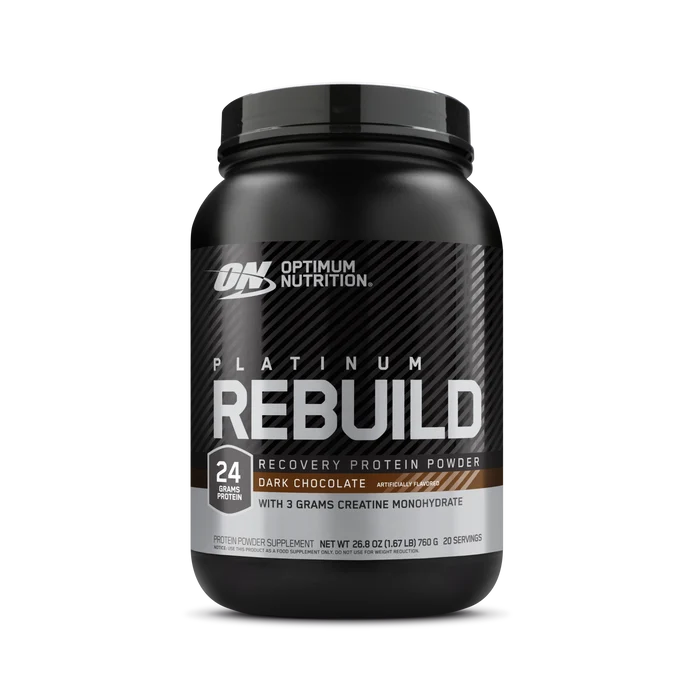 Optimum Nutrition Platinum Rebuild Protein Dark Chocolate 1.67lb – 24g Protein + Creatine & Glutamine For Recovery