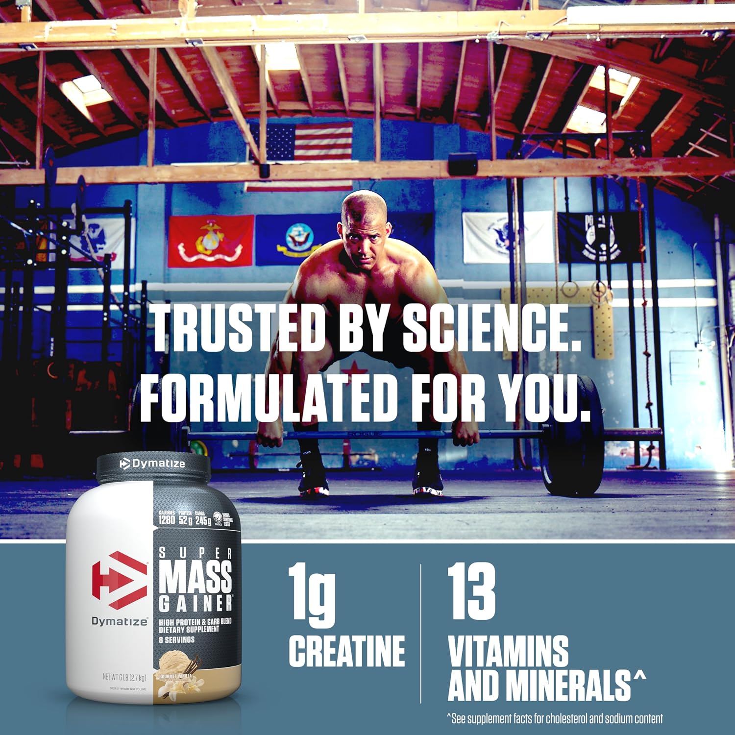 Dymatize Super Mass Gainer Gourmet Vanilla 8 Servings 6lb (2.7kg) – 52g Protein & 1280 Calories For Muscle Mass & Weight Gain Support