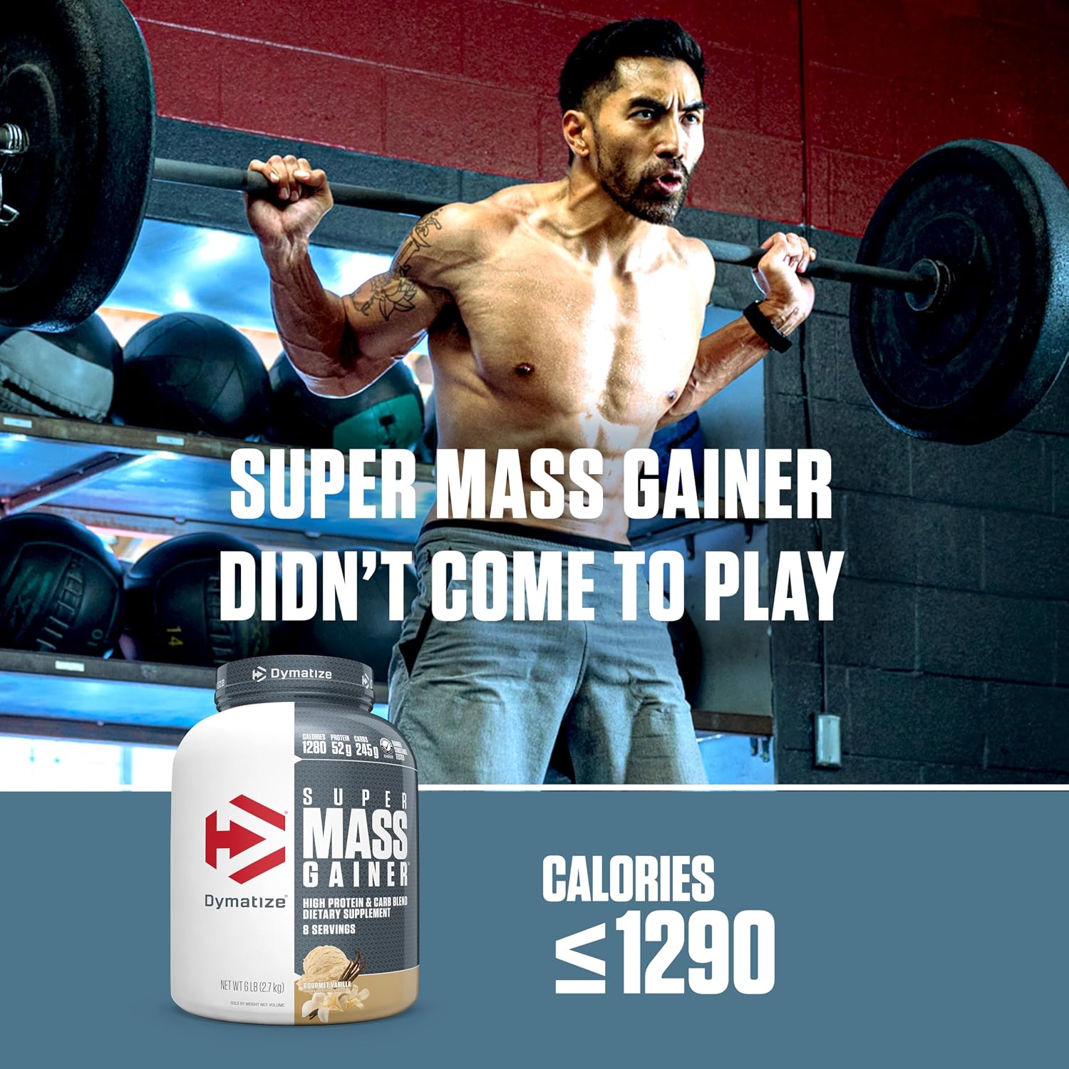 Dymatize Super Mass Gainer Gourmet Vanilla 8 Servings 6lb (2.7kg) – 52g Protein & 1280 Calories For Muscle Mass & Weight Gain Support