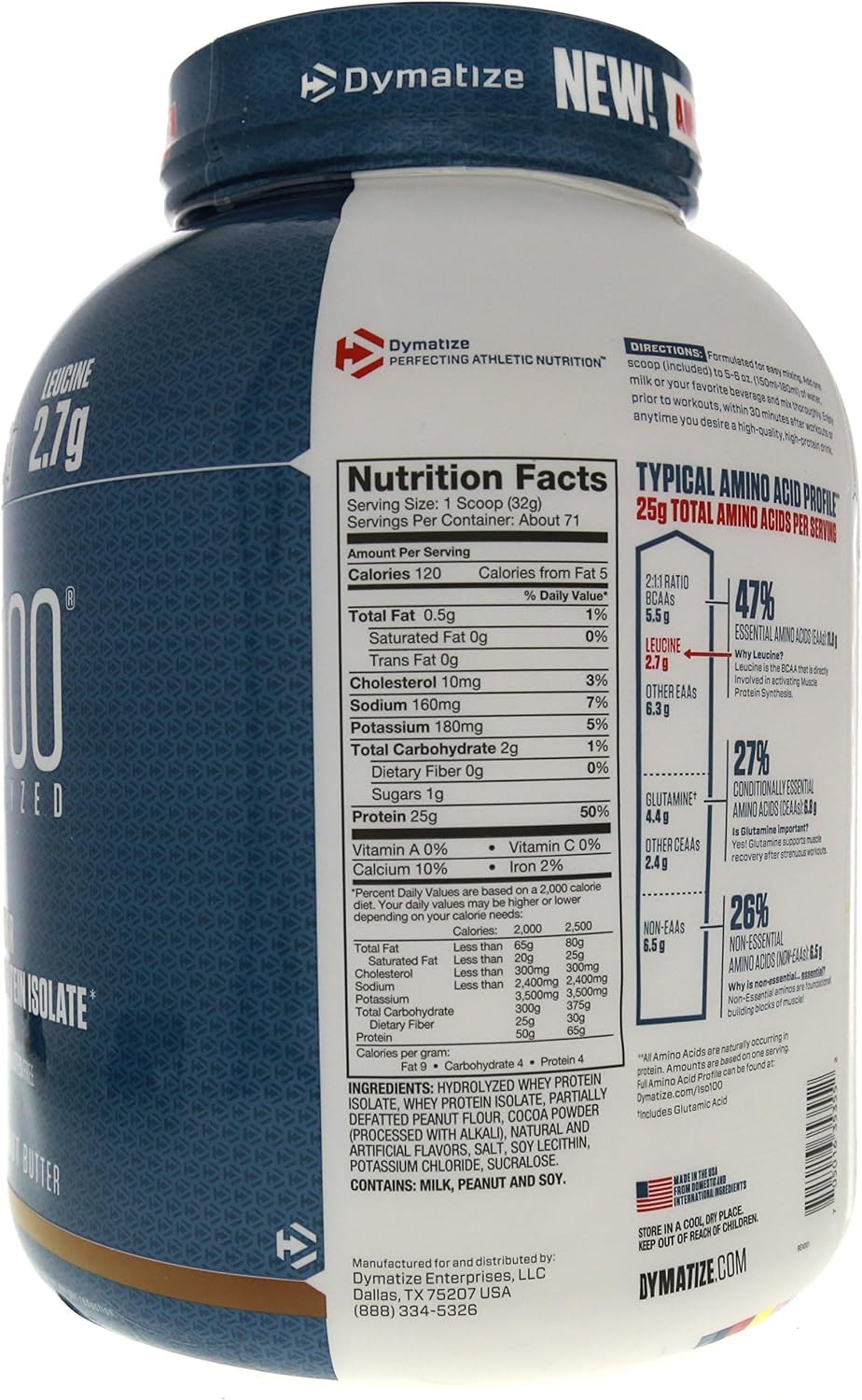 Dymatize Iso100 Hydrolyzed Whey Protein Isolate Chocolate Peanut Butter 71 Servings 5lb (2.27kg) – 25g Protein For Fast Muscle Recovery & Lean Muscle Support