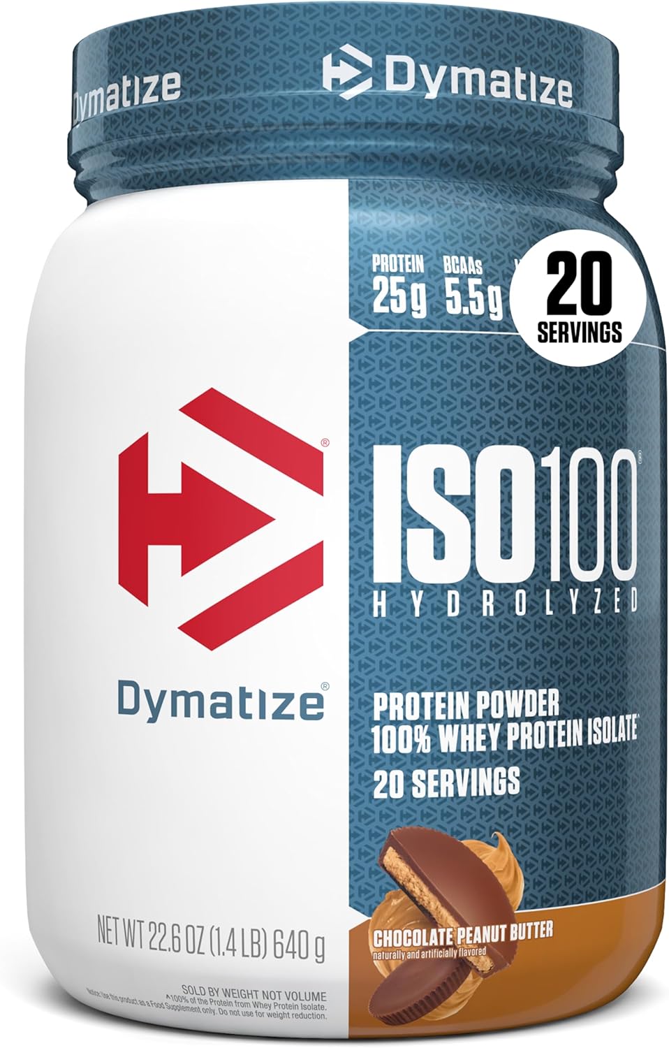 Dymatize Iso100 Hydrolyzed Whey Protein Isolate Chocolate Peanut Butter 20 Servings 1.3lb – 25g Protein For Fast Muscle Recovery & Lean Muscle Support