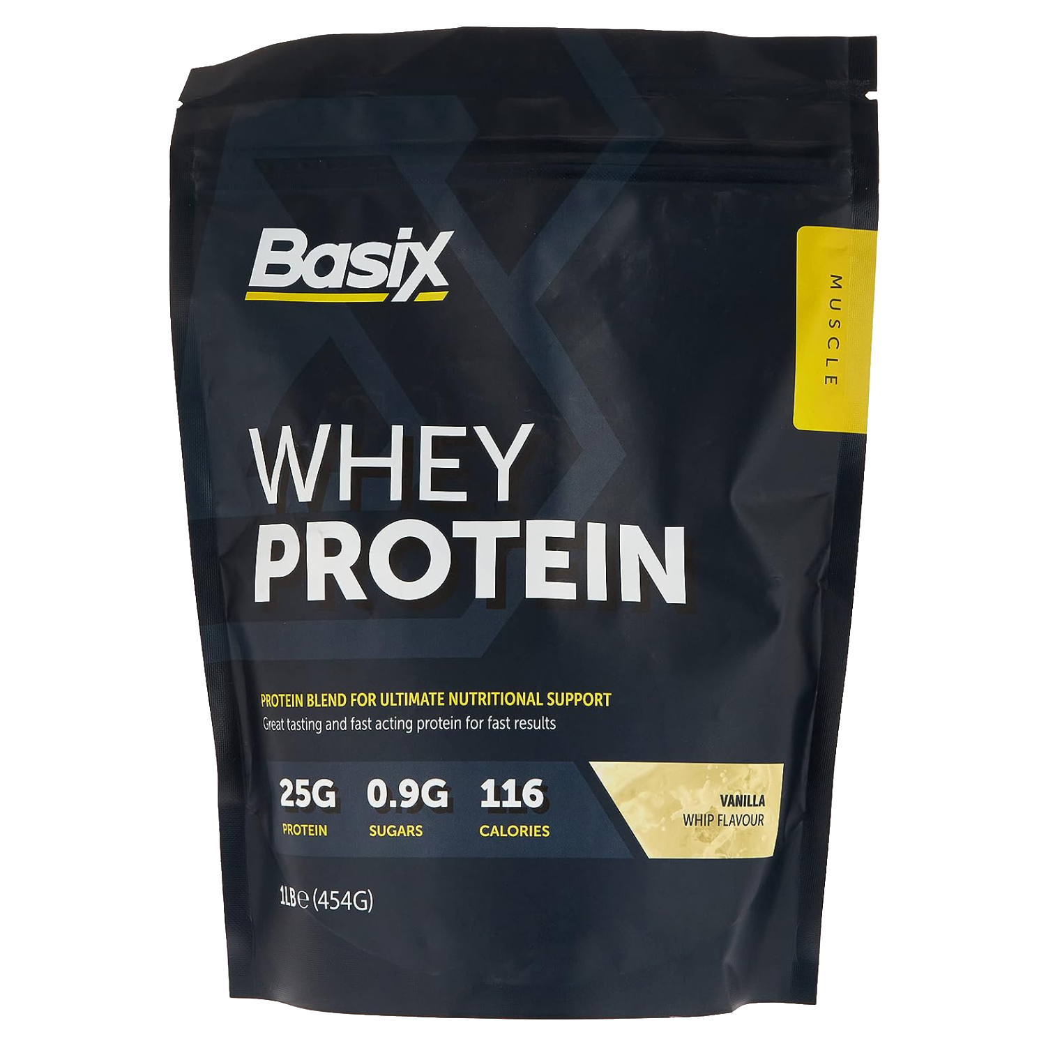 Basix Whey Protein Vanilla Whip 1lb With 24g Protein & Bcaas For Muscle Recovery