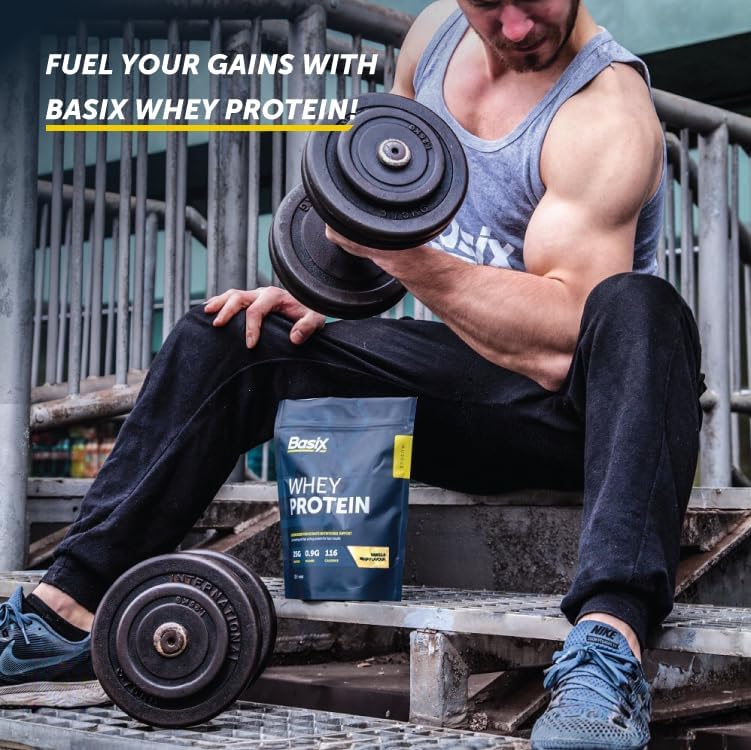 Basix Whey Protein Vanilla Whip 1lb With 24g Protein & Bcaas For Muscle Recovery