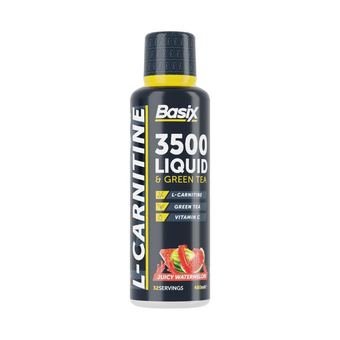 Basix L-carnitine + Green Tea Liquid Juicy Watermelon 3500mg 480ml For Fat Metabolism & Energy Support