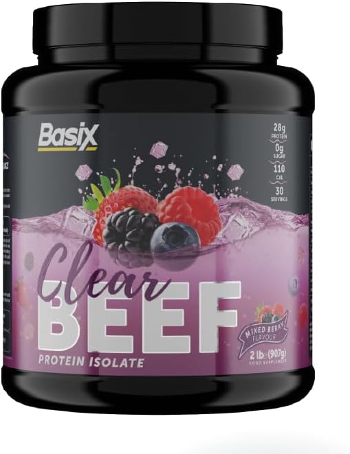 Basix Beef Protein Isolate Mixed Berry 2 Lb (907 G) For Muscle Recovery & Protein Support