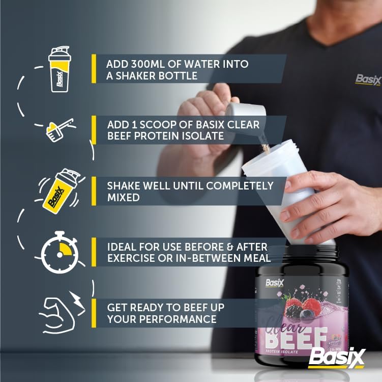 Basix Beef Protein Isolate Mixed Berry 2 Lb (907 G) For Muscle Recovery & Protein Support