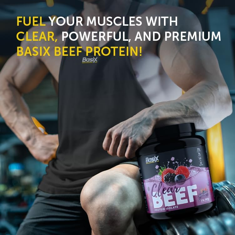 Basix Beef Protein Isolate Mixed Berry 2 Lb (907 G) For Muscle Recovery & Protein Support