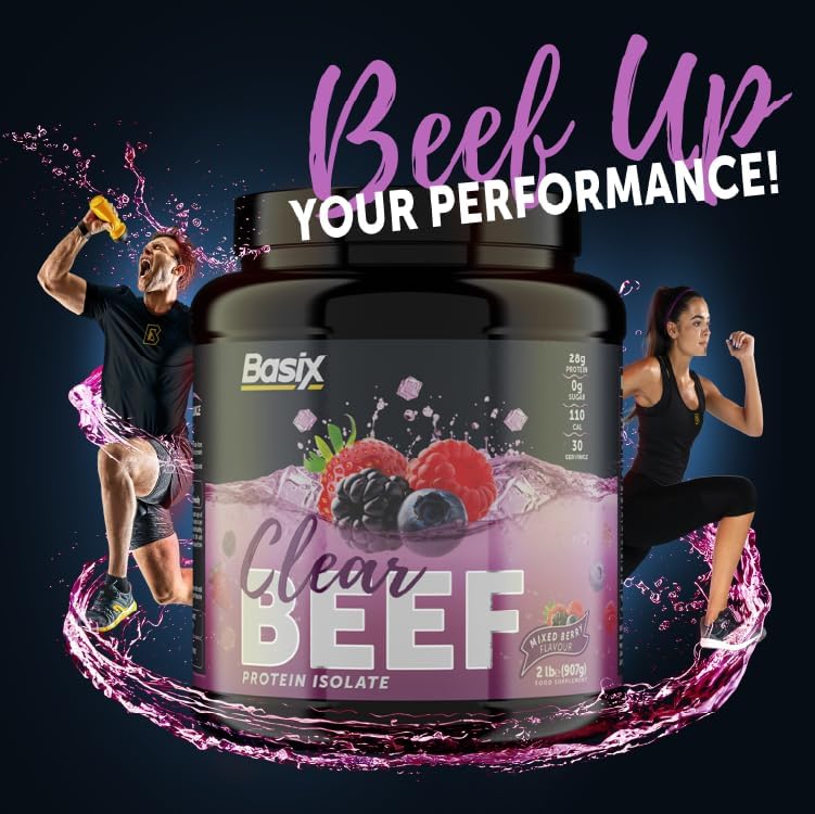 Basix Beef Protein Isolate Mixed Berry 2 Lb (907 G) For Muscle Recovery & Protein Support