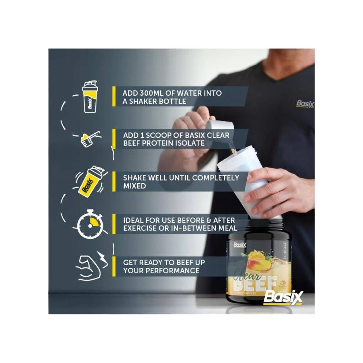Basix Beef Protein Isolate Mango 2 Lb (907 G) For Muscle Recovery & Protein Support