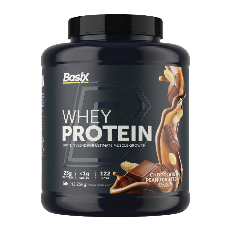 Basix Whey Protein Chocolate Peanut Butter 5 Lb (2.27 Kg) For Muscle Recovery & Lean Muscle Support