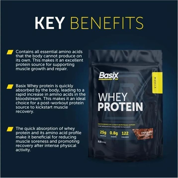 Basix Whey Protein Salted Caramel 1lb (454g) With High Protein For Muscle Recovery, Strength & Lean Muscle Support