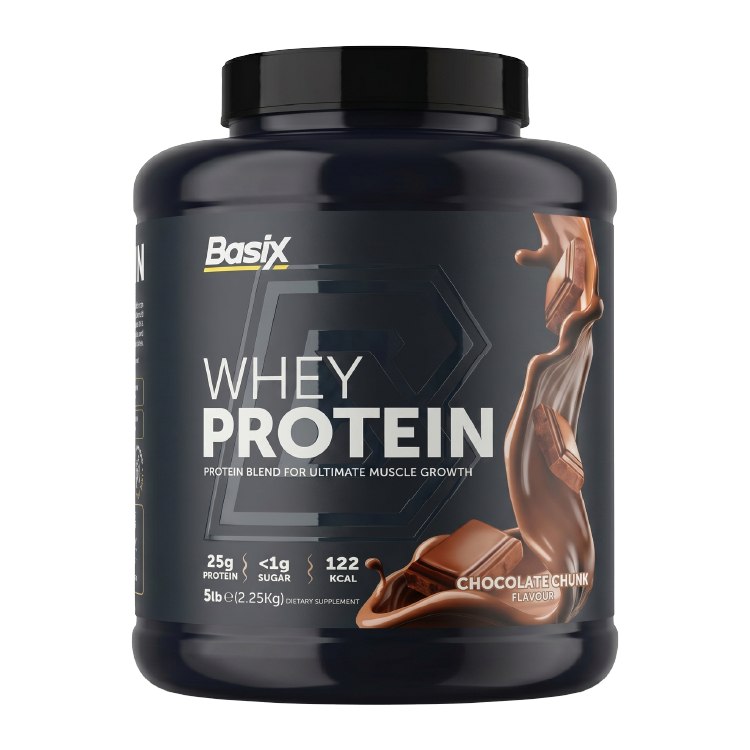 Basix Muscle Whey Protein Chocolate Chunk 5lb (2.25 Kg) – 25g Protein For Muscle Growth & Recovery