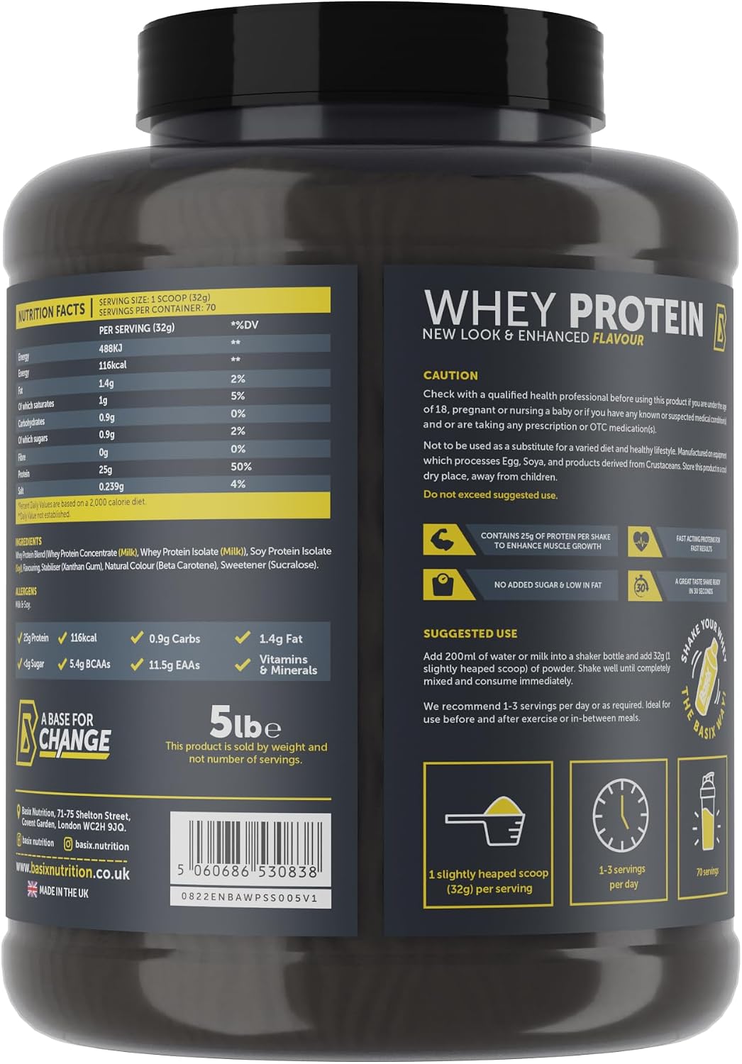 Basix Muscle Whey Protein Strawberry Swirl 5lb (2.25 Kg) – 25g Protein For Muscle Growth & Recovery