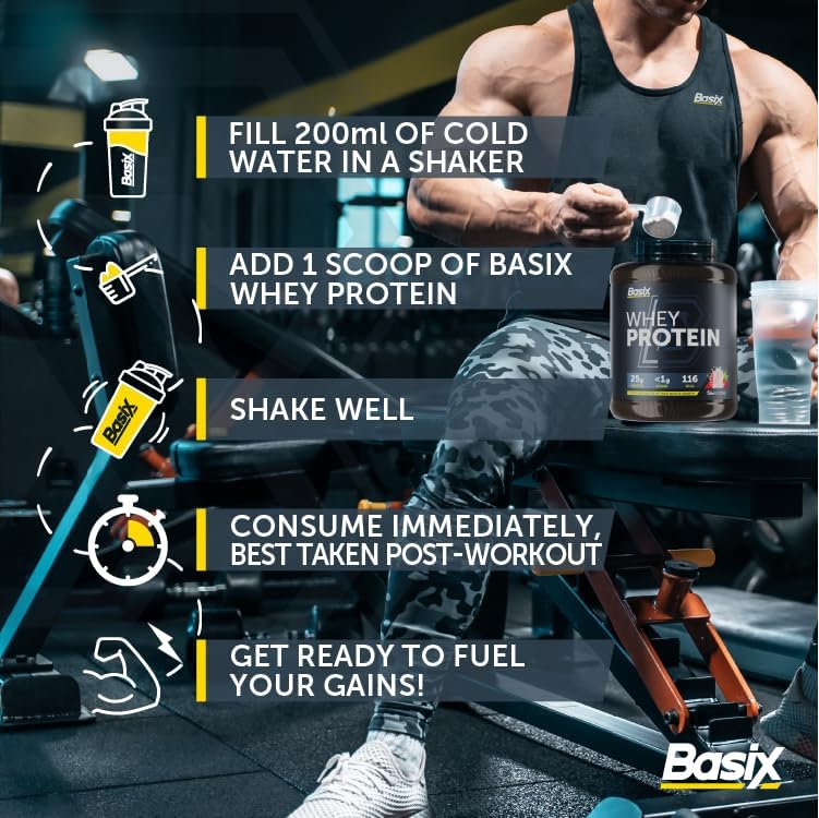 Basix Muscle Whey Protein Strawberry Swirl 5lb (2.25 Kg) – 25g Protein For Muscle Growth & Recovery