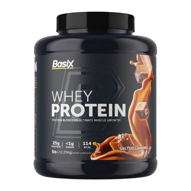 Basix Muscle Whey Protein Salted Caramel 5lb (2.25 Kg)  – 25g Protein For Muscle Growth & Recovery