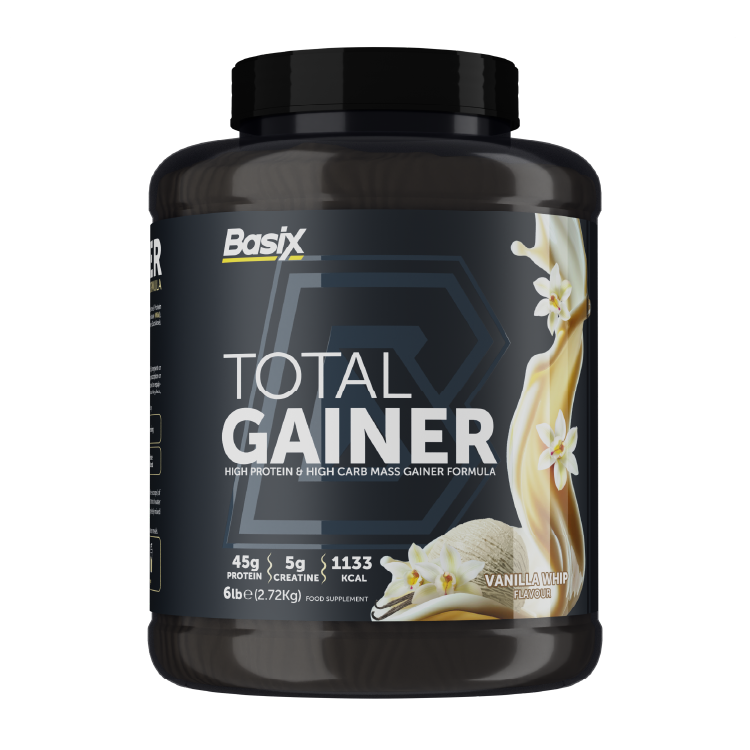 Basix Total Gainer Vanilla Whip 6lb (2.72 Kg)  – 45g Protein For Mass & Strength Gain