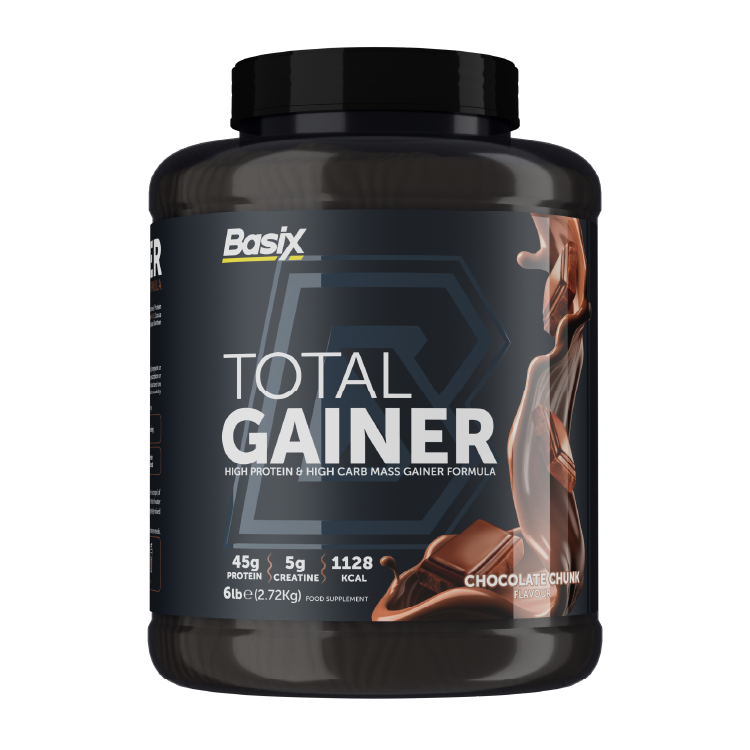 Basix Total Gainer Chocolate Chunk 6lb (2.72 Kg) – 45g Protein For Mass & Strength Gain