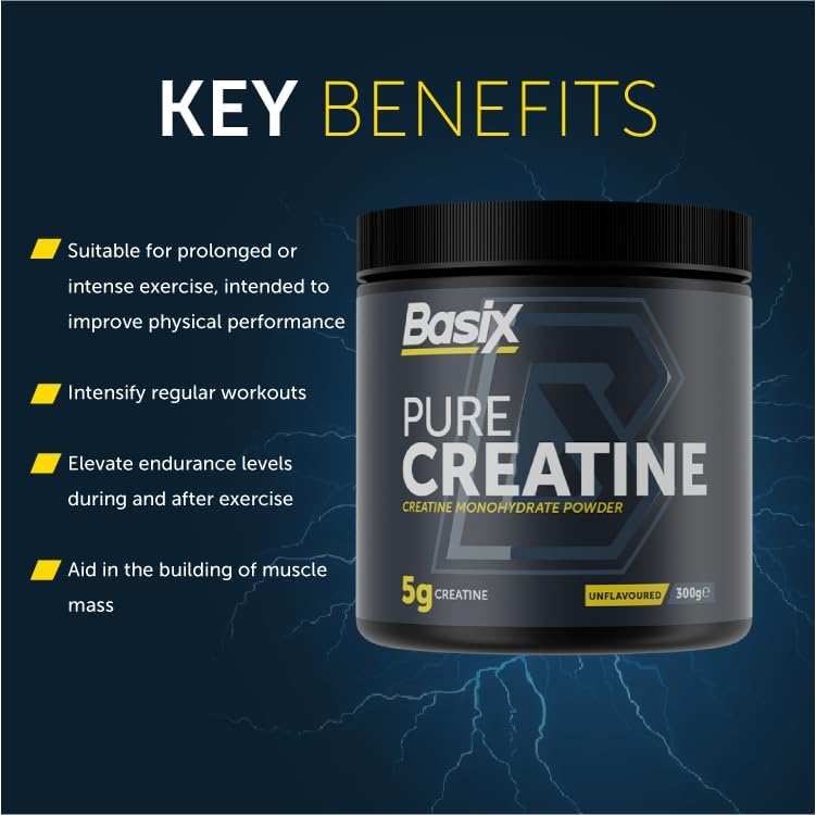 Basix Creatine Made With Creapure® 300g – Pure Creatine Monohydrate For Strength, Power & Performance