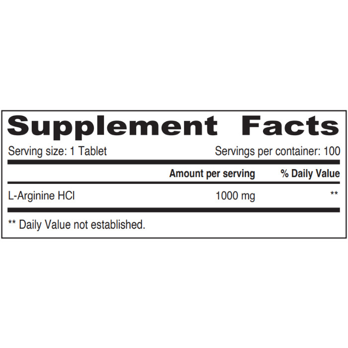 Sunshine Nutrition L-arginine 1000mg Tablets, Pack Of 100
