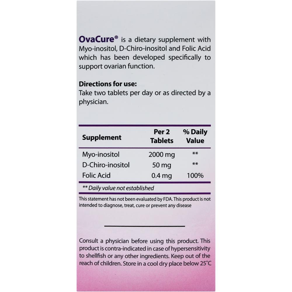 Ovacure Myo-inositol + D-chiro-inositol + Folic Acid 60 Tablets – Ovarian Function & Cycle Support