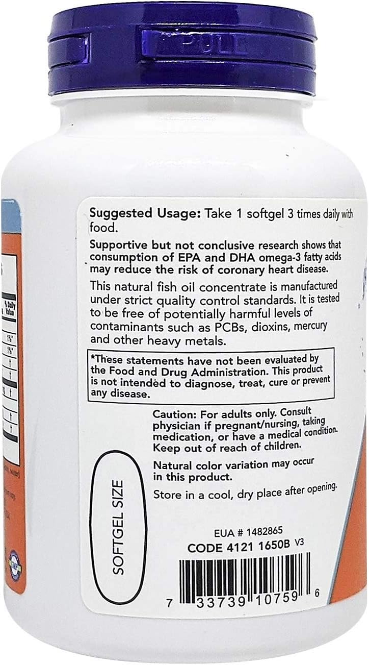 Now Omega-3 1000mg Softgels For Heart, Brain & Joint Health 100's