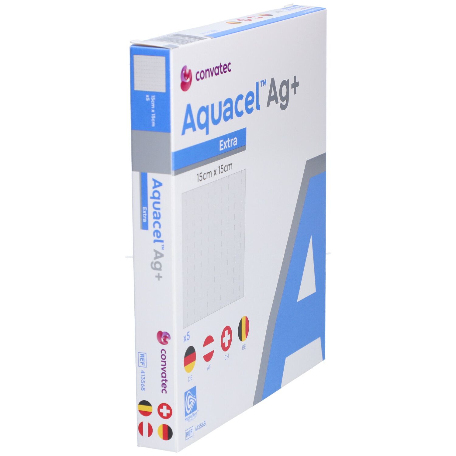 Aquacel Ag Extra Antimicrobial Hydrofiber Dressing, 15x15cm, Pack Of 5
