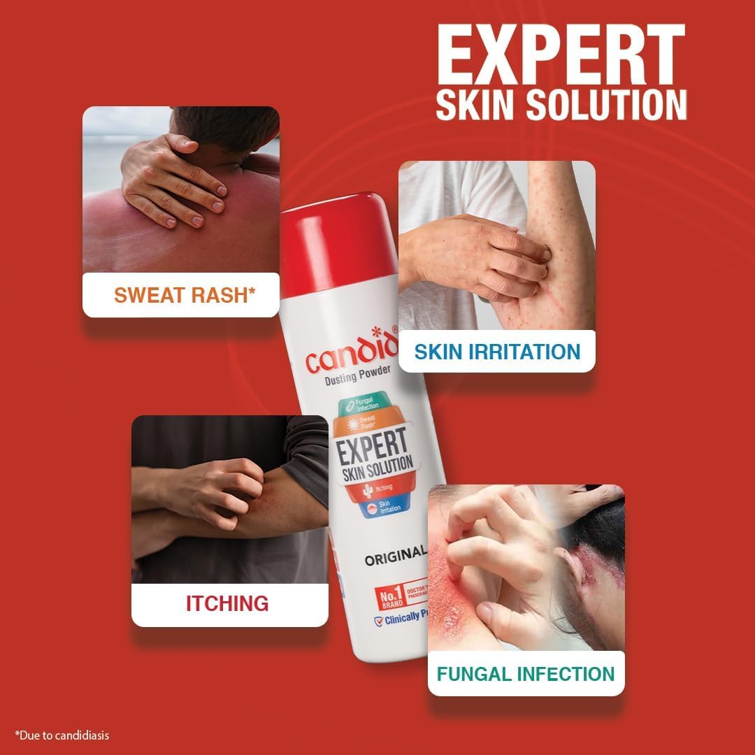 Candid Dusting Powder 100g With Clotrimazole 1% For Fungal Skin Infections & Itching Relief
