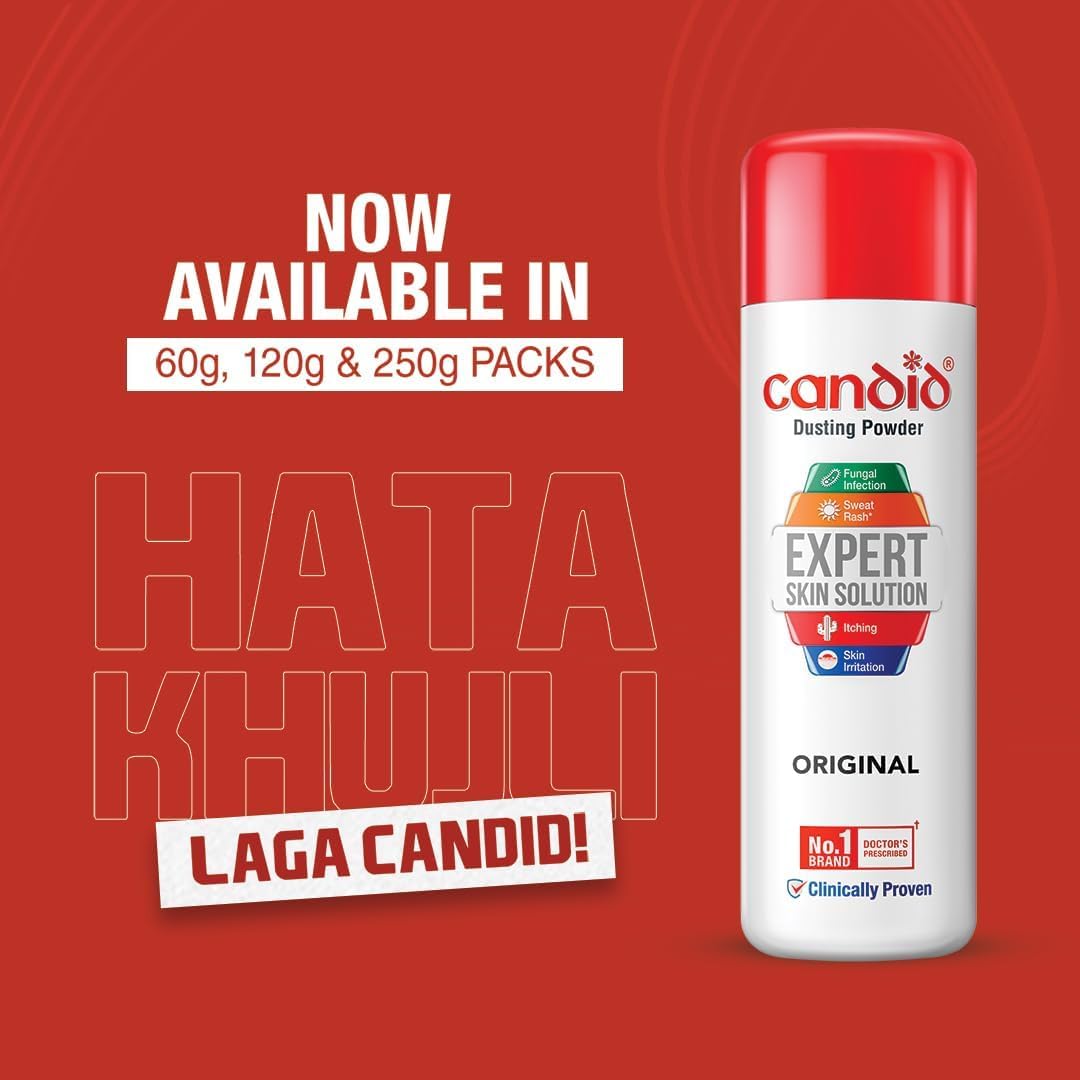 Candid Dusting Powder 100g With Clotrimazole 1% For Fungal Skin Infections & Itching Relief