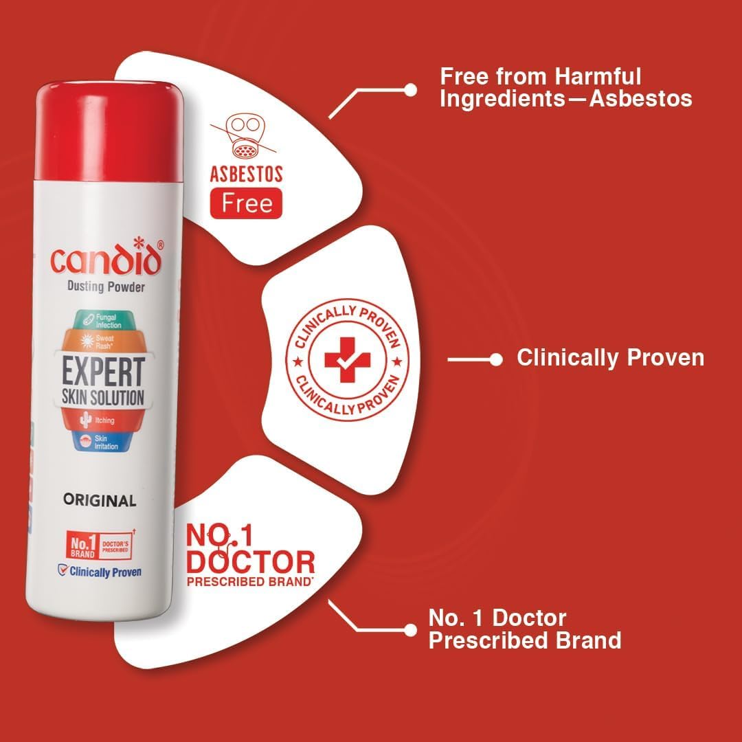 Candid Dusting Powder 100g With Clotrimazole 1% For Fungal Skin Infections & Itching Relief