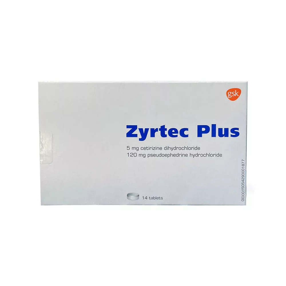 Zyrtec Plus (cetirizine & Pseudoephedrine) Tablets, 5mg/120mg, 14's