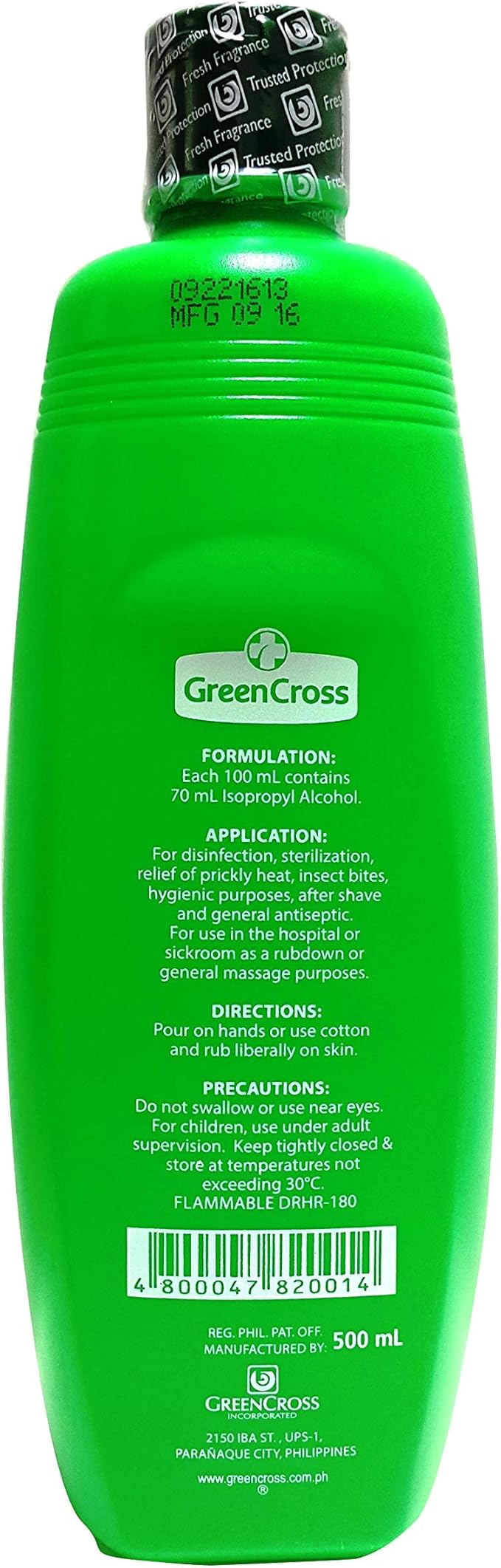 Green Cross Isopropyl Alcohol With Moisturizer, 500ml