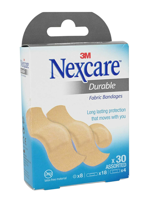 3M Nexcare Durable Fabric Bandages Assorted-30Pack