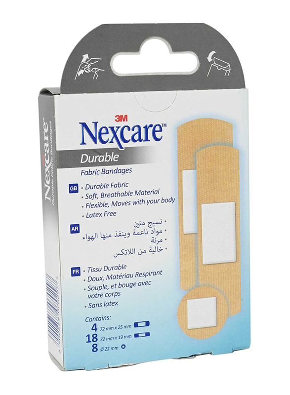 3M Nexcare Durable Fabric Bandages Assorted-30Pack