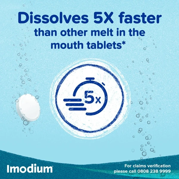 Imodium Instants Loperamide 2mg Orodispersible Tablets 12's for Fast Relief of Acute Diarrhoea, Dissolves on Tongue Without Water