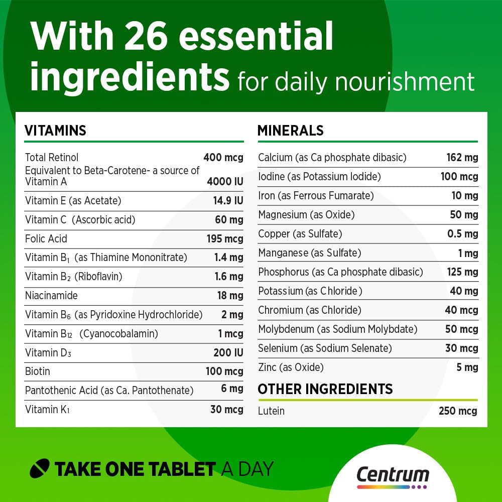 Centrum Adult Multivitamin Tablets For Daily Nutritional Support 30's