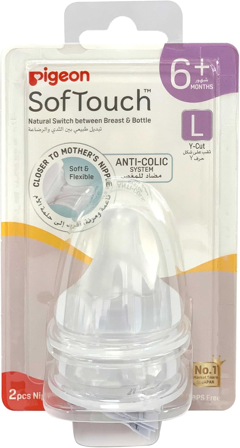 Pigeon Softouch Wide-neck Nipple Size L, 2pcs (81242)