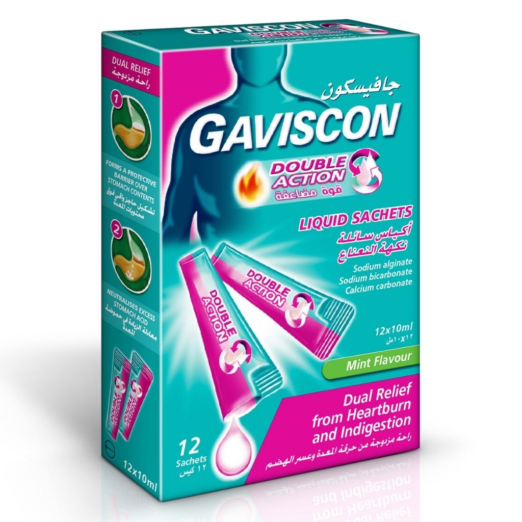Gaviscon Double Action Liquid Sachets For Heartburn & Indigestion Relief 10ml 12's