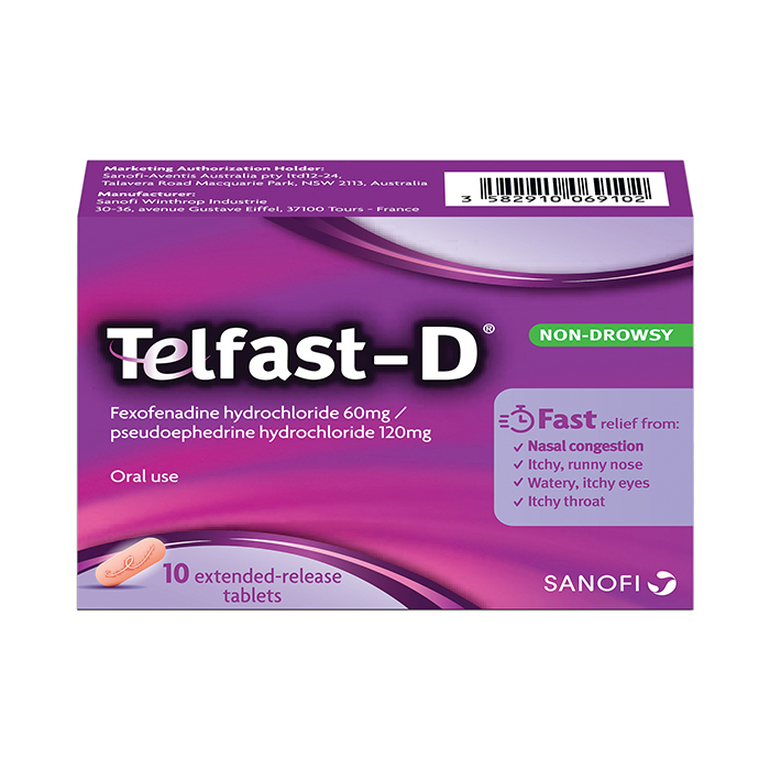 Telfast D Desloratadine Pseudoephedrine 10's