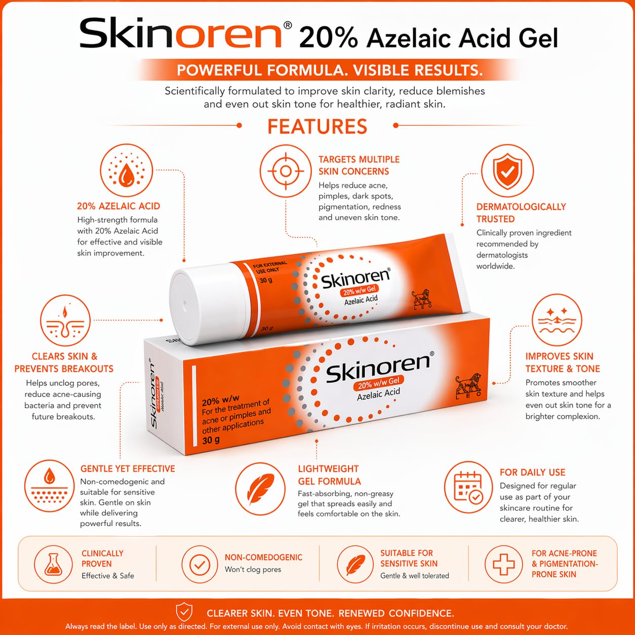 Skinoren Azelaic Acid 20% Cream 30g – Prescription Acne Treatment For Acne Vulgaris