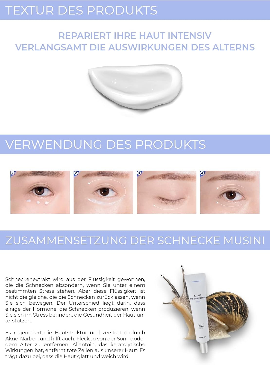 Foodaholic Nature Skin Snail Eye Cream 40ml – Moisturising & Smoothing Care For The Eye Area