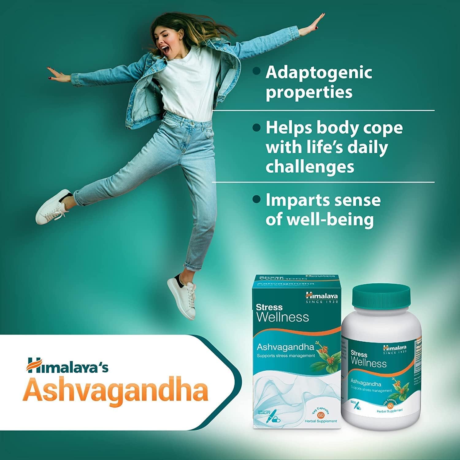 Himalaya Ashvagandha Capsules For Stress Support & Vitality 60's