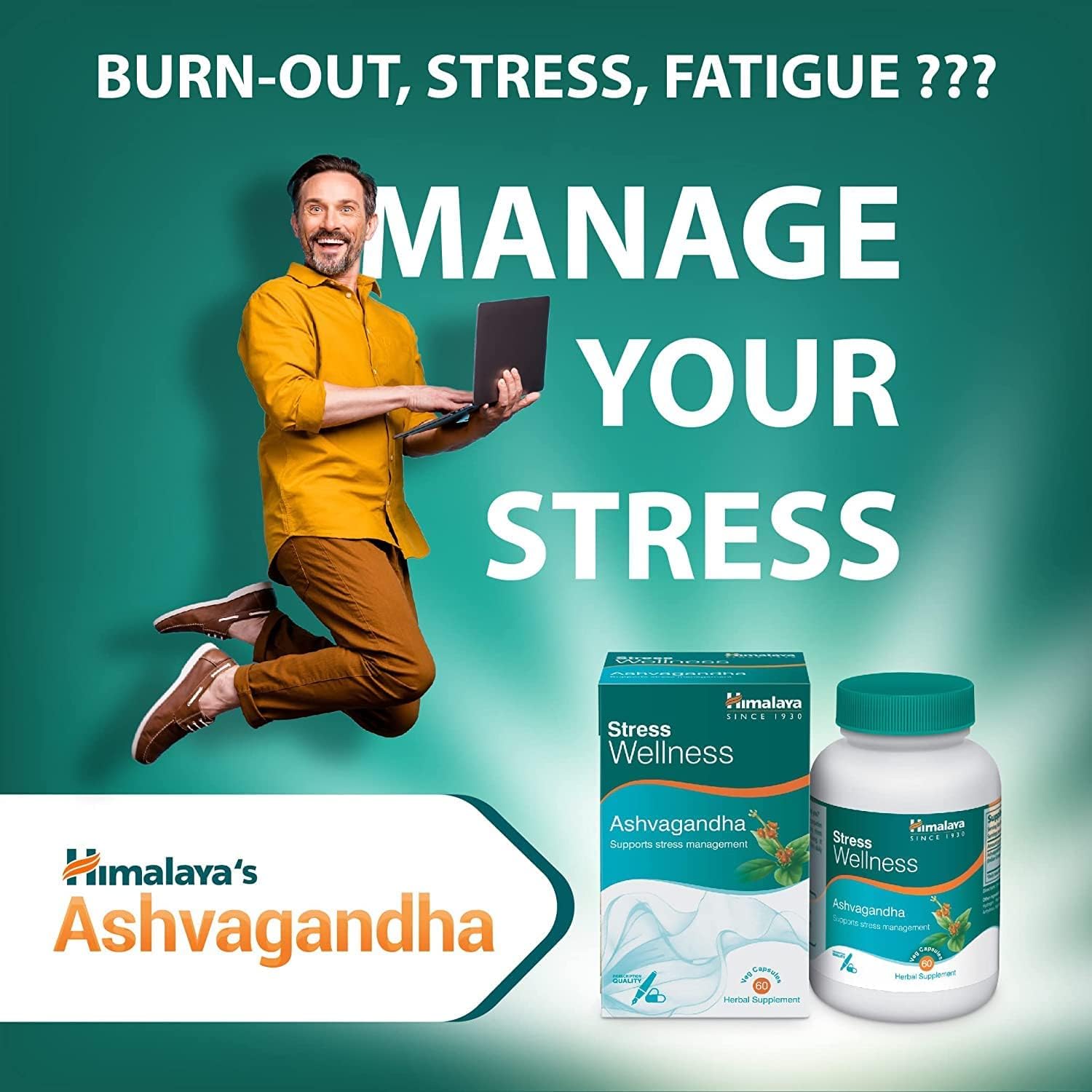Himalaya Ashvagandha Capsules For Stress Support & Vitality 60's