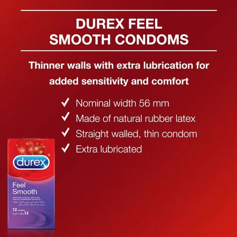 Durex Feel Smooth Condoms -Pack Of 12