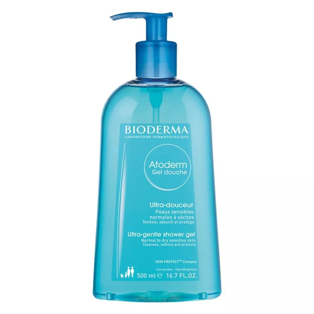 Bioderma Atoderm Gel Douche 500ml For Normal To Dry Sensitive Skin, Gentle Soap-free Face & Body Cleansing With Hydrating Care