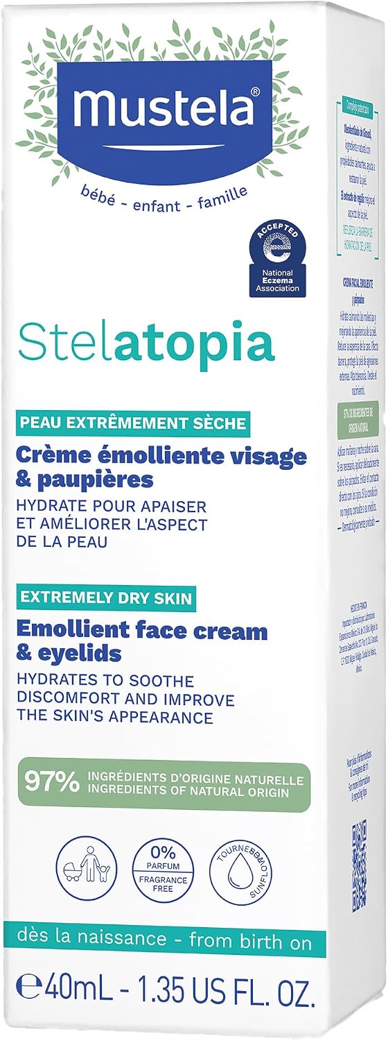 Mustela Stelatopia Emollient Face Cream 40Ml – Soothes & Moisturizes Very Dry Atopic-prone Skin